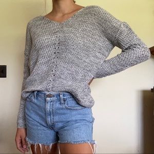 Gray knit v-neck sweater❄️